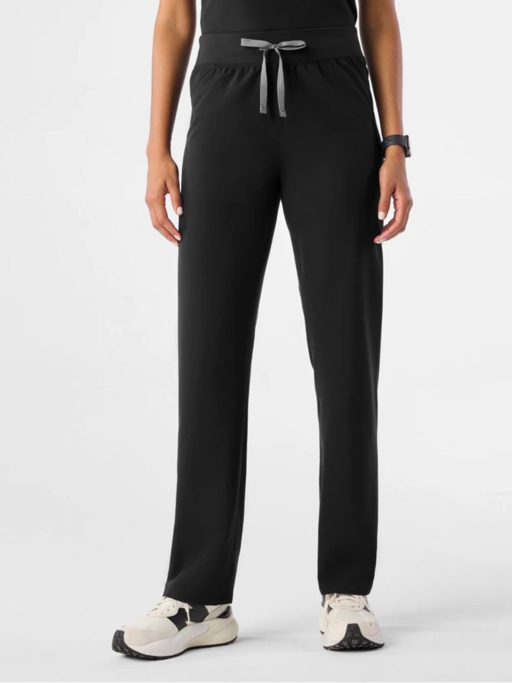 Figs Black Straight-Leg Track Pants with Drawstring